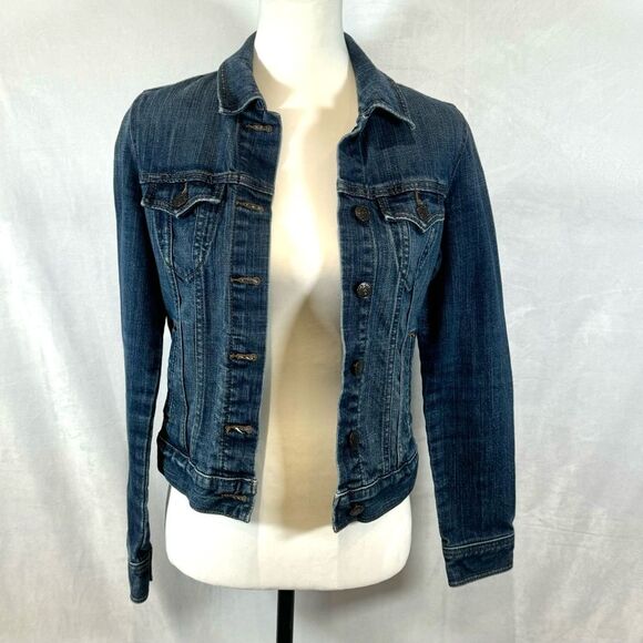 Old navy dark blue western flare denim jean jacket size small - Picture 3 of 8